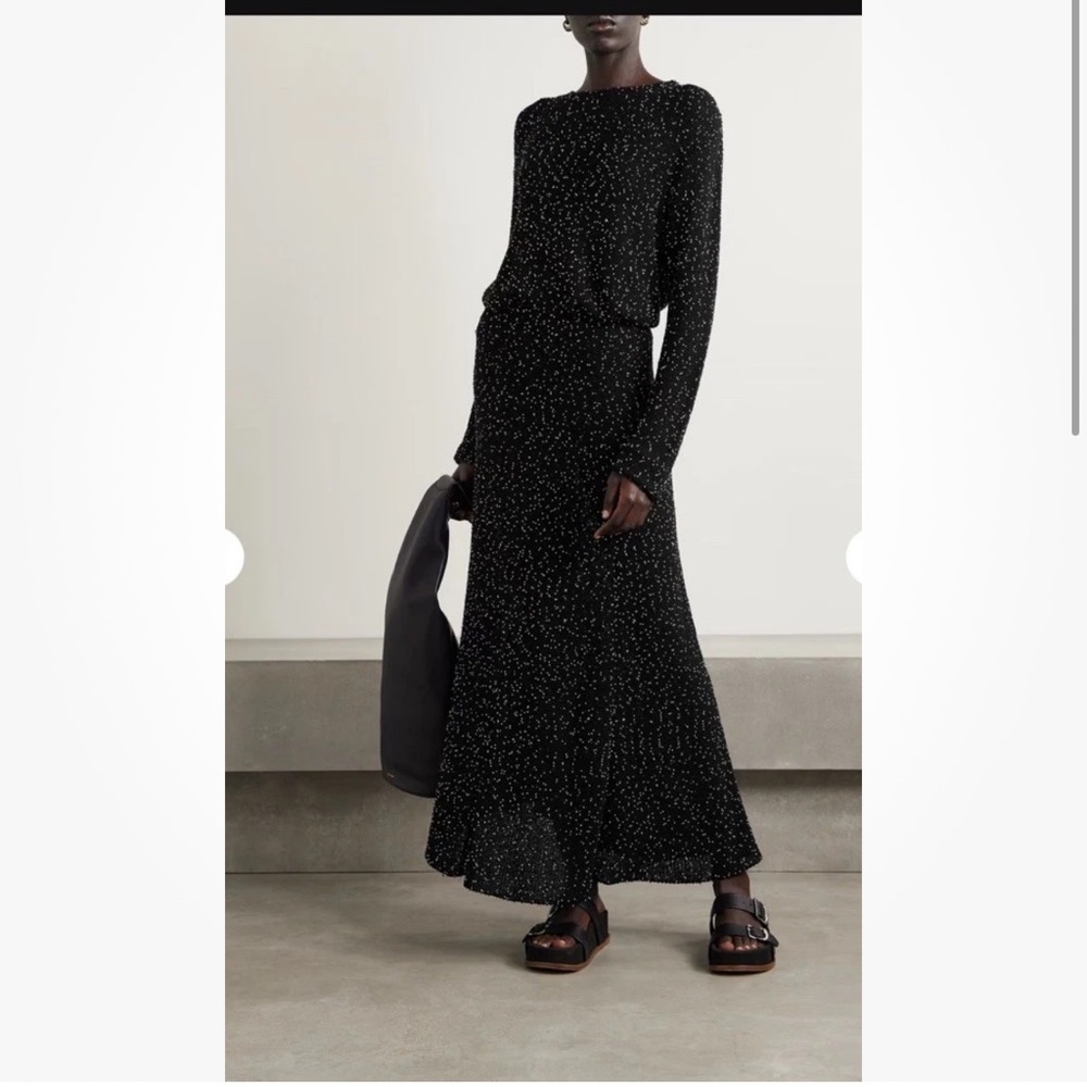 Gabriela Hearst Floris Silk Maxi Skirt Beaded Size Small Black Retails $3,150